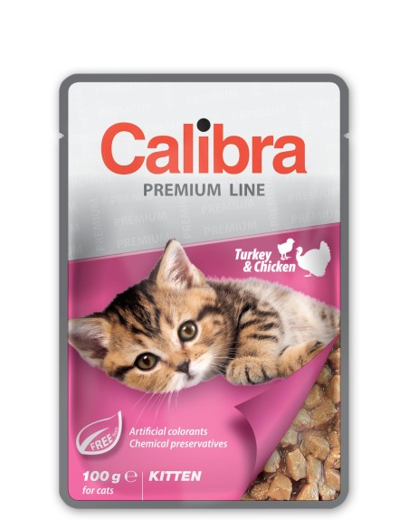 CALIBRA KOŠČKI V OMAKI KITTEN puran&piščanec 100G