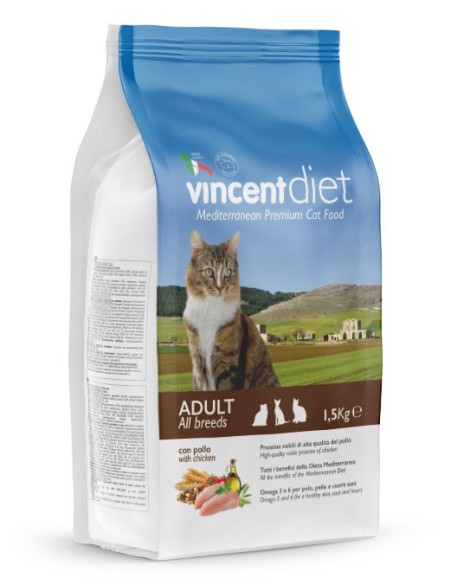 VINCENT Diet Cat Adult piščanec 1,5KG