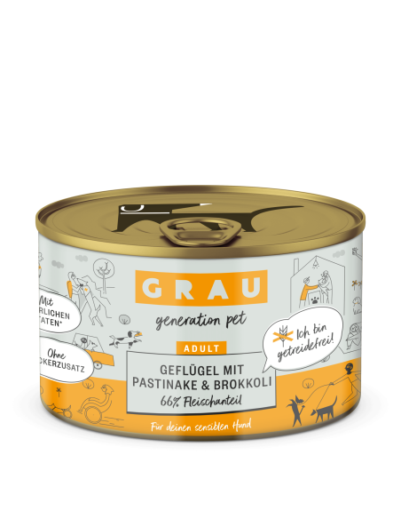 Grau GP Perutnina & Pastinak & Brokoli, konzerva za pse 200 g