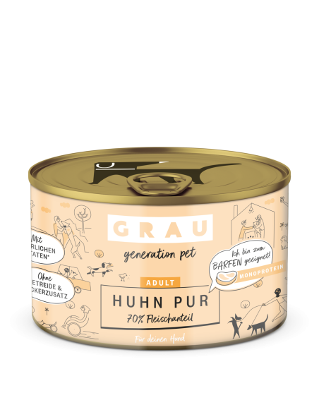 Grau Generation Pet dog can, Pur Chicken 200g