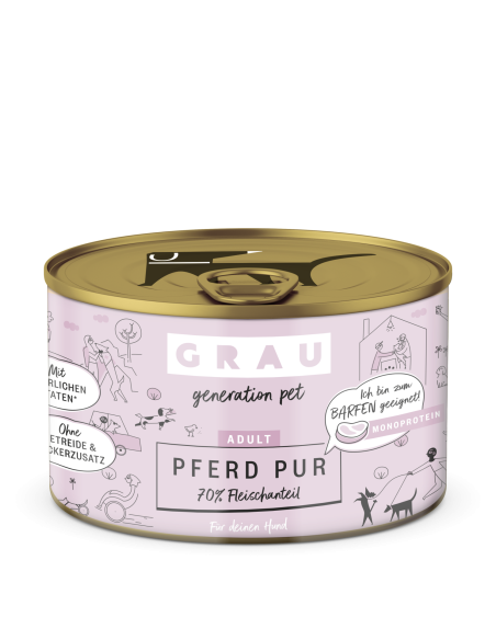 Grau Generation Pet dog can, Pur Horse 200g
