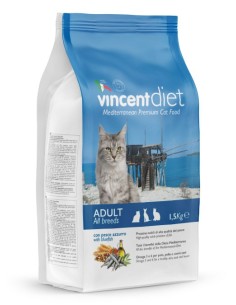 VINCENT Diet Cat Adult riba 1,5KG