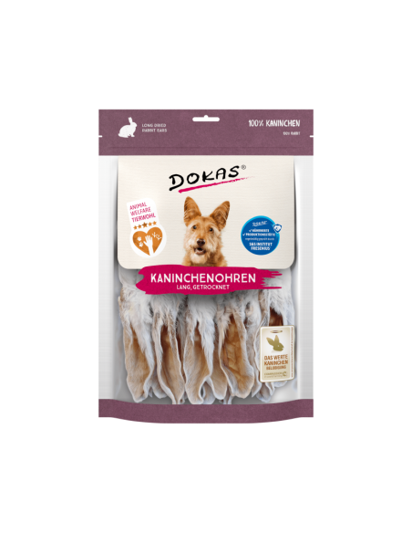 Dokas Dog Snack Dried Rabbit Ears With Fur 180g