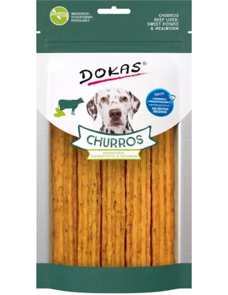 Dokas Churros with beef liver, sweet potato & mealworm