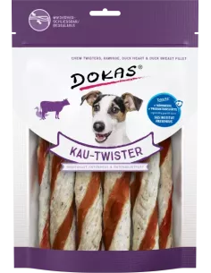 Dokas Chewy Twister beef skin, duck heart and duck breast fillet 200g