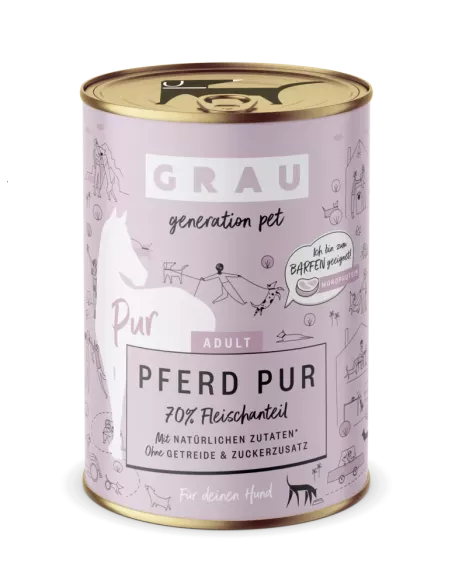 Grau Generation Pet dog can, Pur Horse 400g