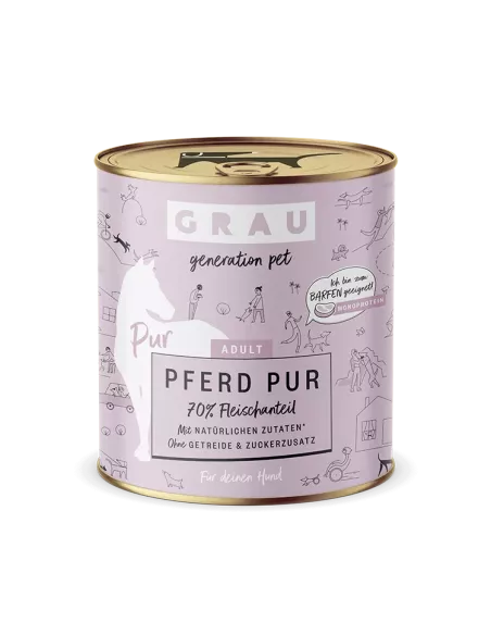 Grau Generation Pet dog can, Pur Horse 800g